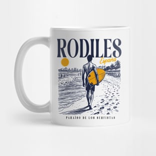 Vintage Surfing Rodiles, Spain // Retro Surfer Sketch // Surfer's Paradise Mug